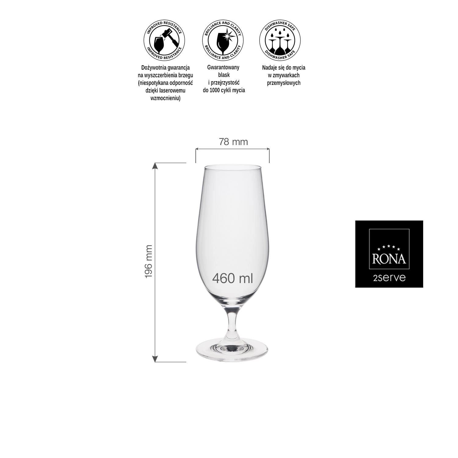 Kieliszek/pokal do piwa, 460 ml | RONA, Invitation