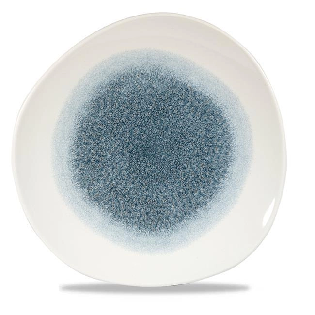 Talerz płytki o organicznym kształcie, Ø286 mm | CHURCHILL, Raku Topaz Blue
