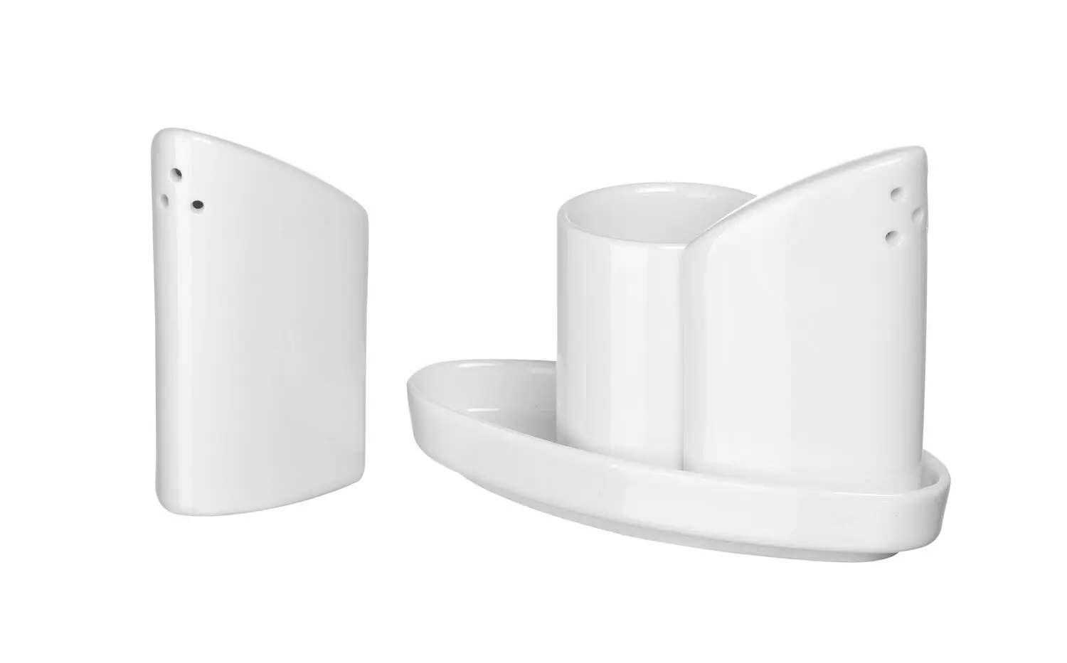 Zestaw do przypraw porcelanowy, 3-częściowy: sól, pieprz, wykałaczki 125x54x90 mm | HENDI, 786420
