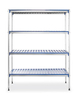 Regał magazynowy aluminiowy z 4 półkami z polipropylenu, 1280x405x1685 mm | HENDI, 812273