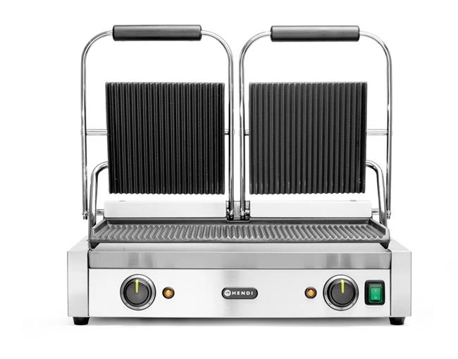 Grill kontaktowy podwójny, ryflowany, 3,6 kW, 230 V, 570×395×510 mm | HENDI, 263709