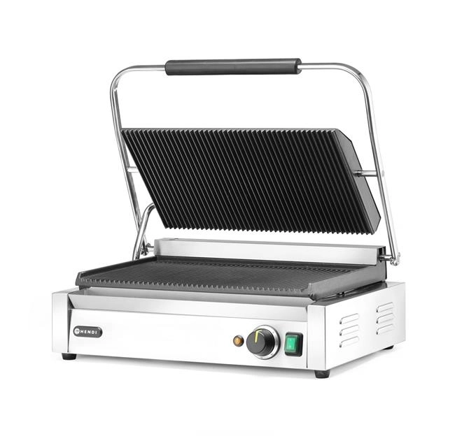 Grill kontaktowy, ryflowany, 2,7 kW, 230 V, 548×464×231 mm | HENDI, Panini XL