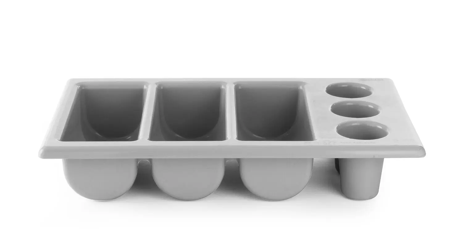 Pojemnik na sztućce GN 1/1, 6-częściowy, jasnoszary, 530x325x105 mm | HENDI, 552353