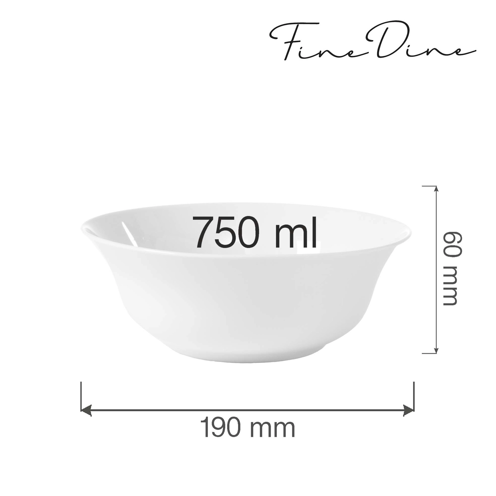 Miska, 750 ml, Ø190 mm | FINE DINE, Bianco