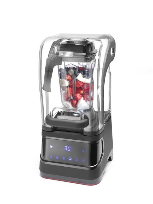 Blender barmański elektroniczny z obudową wyciszającą, 2,5 l, 1,68 kW, 220-240 V, 250x300x546 mm, czarny | HENDI, 230695