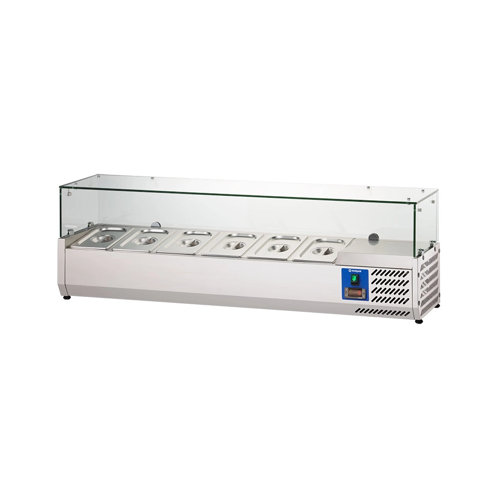 Witryna chłodnicza nadstawna z szybą, 6xGN 1/4, 1400x335x440 mm | STALGAST, 834641