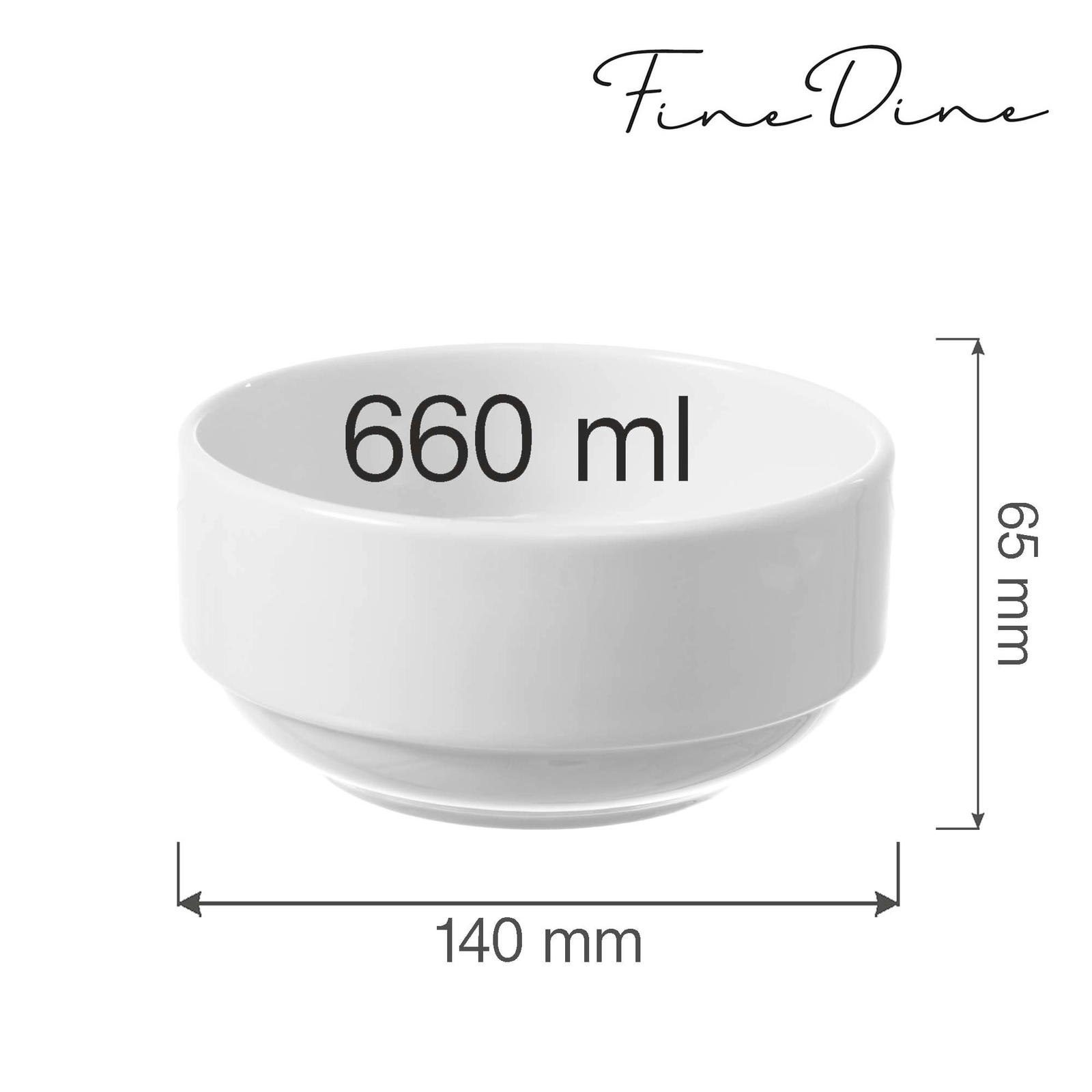 Miska sztaplowana, 660 ml, Ø140 mm | FINE DINE, Bianco