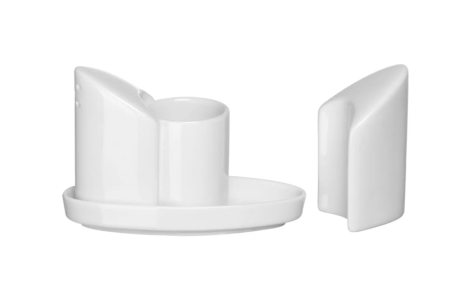 Zestaw do przypraw porcelanowy, 3-częściowy: sól, pieprz, wykałaczki 125x54x90 mm | HENDI, 786420