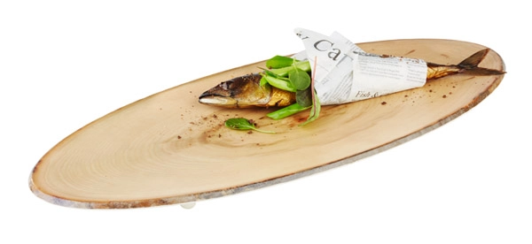 Taca owalna 650x260 mm z melaminy, świerk | APS, Timber