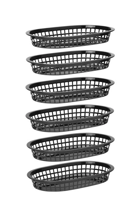 Koszyk do pieczywa, owalny, 275x175x38 mm, czarny, 6 szt. | HENDI, 426890