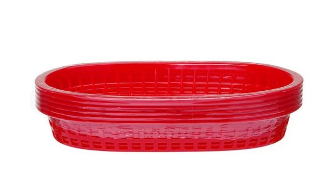 Koszyk do pieczywa, owalny, 275x175x38 mm, czerwony, 6 szt. | HENDI, 426319