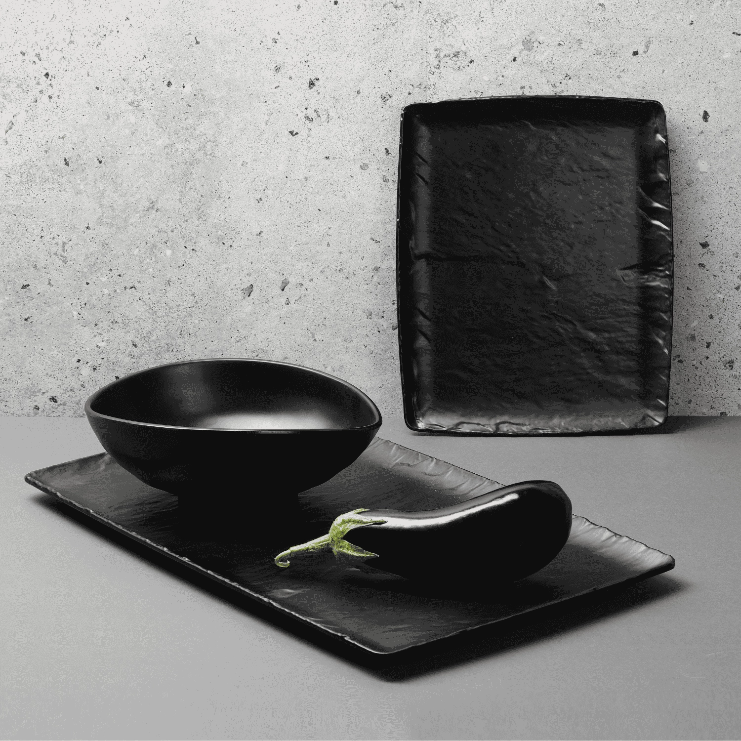 Półmisek z melaminy, szary, GN 1/1, 530x325 mm | FINE DINE, Rock