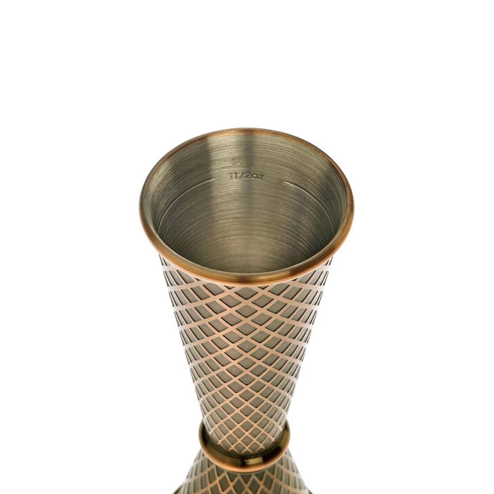 Miarka barmańska w stylu japońskim Diamond Lettice, ze stali nierdzewnej, antyczna miedź, 30/60 ml | BARFLY, Diamond Lettice