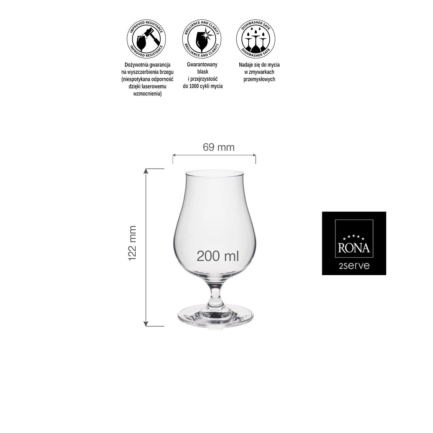 Kieliszek degustacyjny do whisky single malt, 200 ml | RONA, Bar
