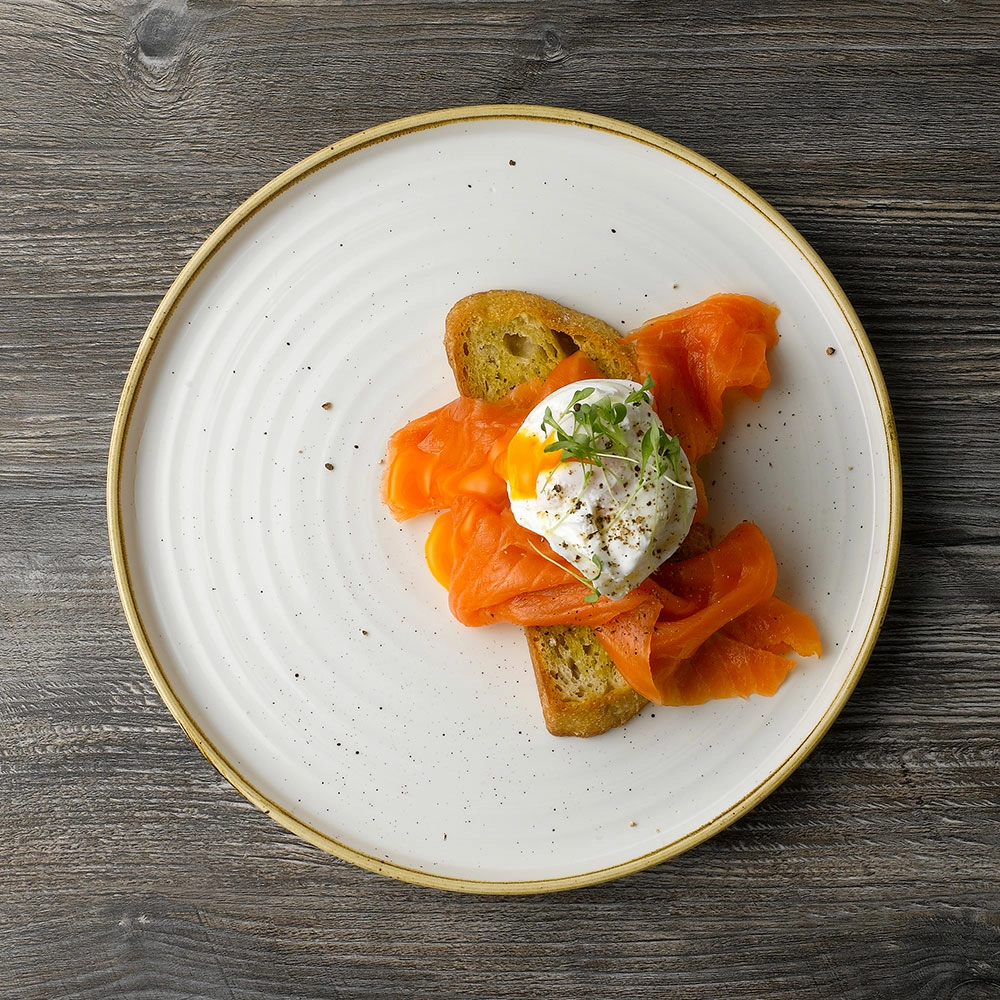 Talerz płytki z rantem, Ø210 mm | CHURCHILL, Stonecast Barley White