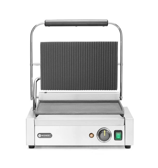 Grill kontaktowy, góra ryflowana, dół gładki, 2,2 kW, 230 V, 430×370×210 mm | HENDI, Panini