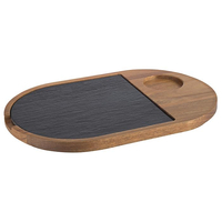 Deska 2-częściowa 280x175x20 mm, z drewna akacjowego i łupka, brązowa | APS, 814