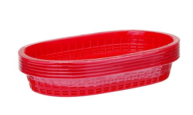Koszyk do pieczywa, owalny, 275x175x38 mm, czerwony, 6 szt. | HENDI, 426319