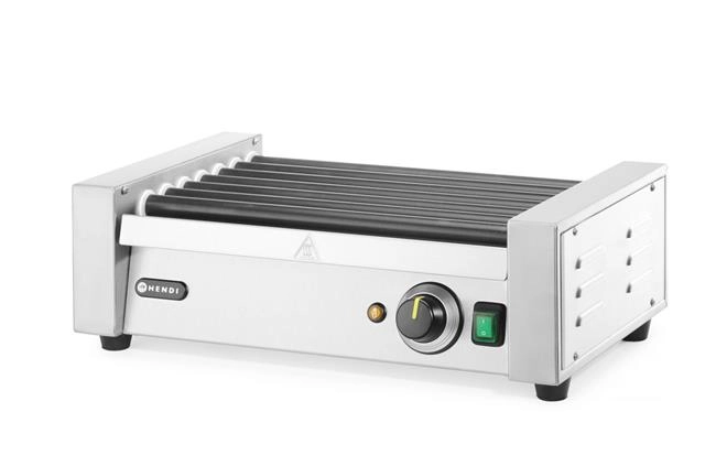 Podgrzewacz rolkowy do parówek jednostrefowy, 7 rolek, 230 V, 0,74 kW, 525×365×176 mm | HENDI, 268506