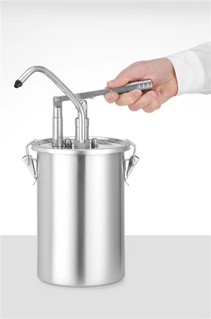 Pojemnik ze stali nierdzewnej do sosów z dyspenserem, 4,5 l, ⌀180x420 mm | HENDI, 558102