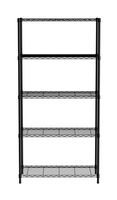 Regał z 5 półkami, ze stali chromowanej, czarny, 910x455x1830 mm | HENDI, 812990