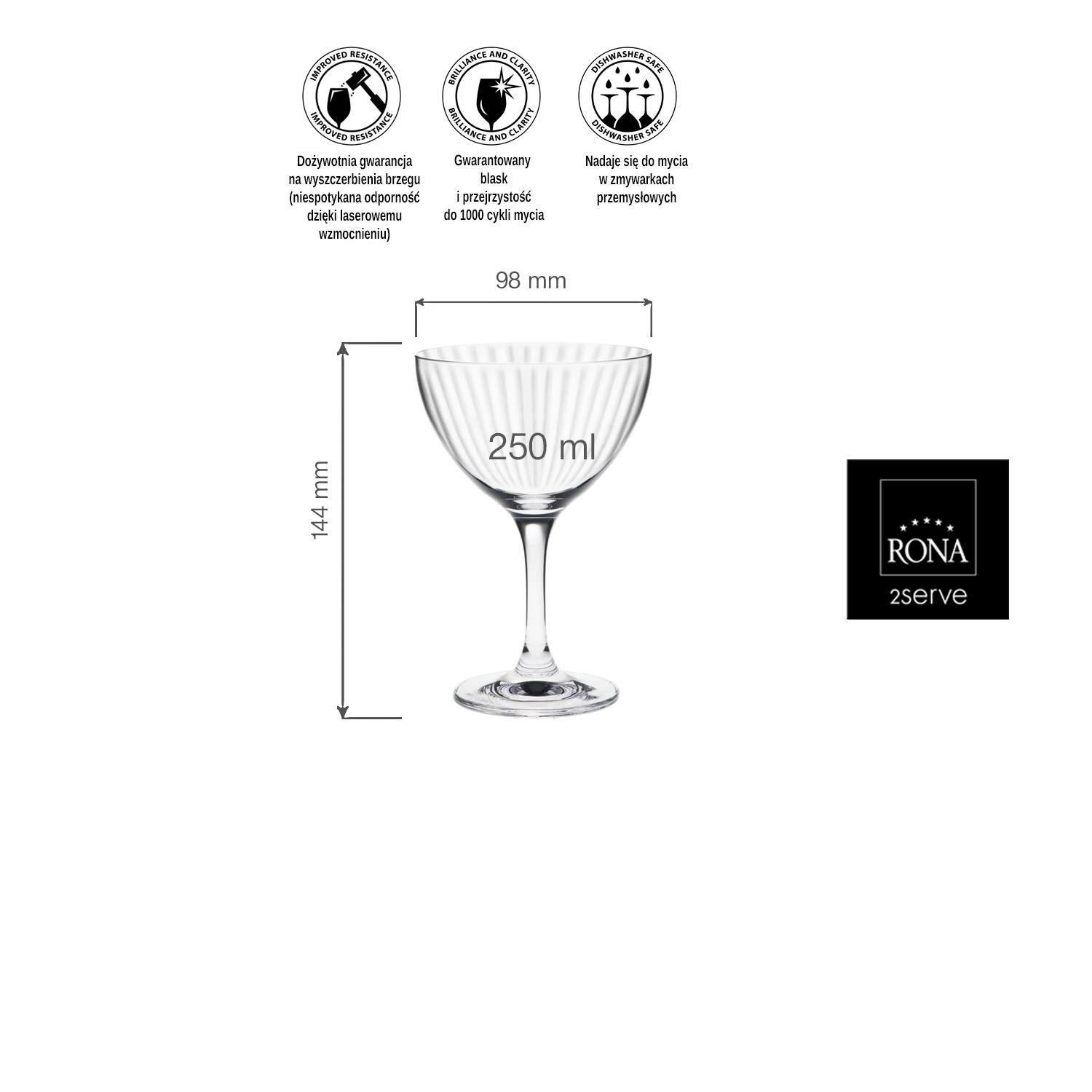 Kieliszek do martini, 250 ml | RONA, Classic Cocktails