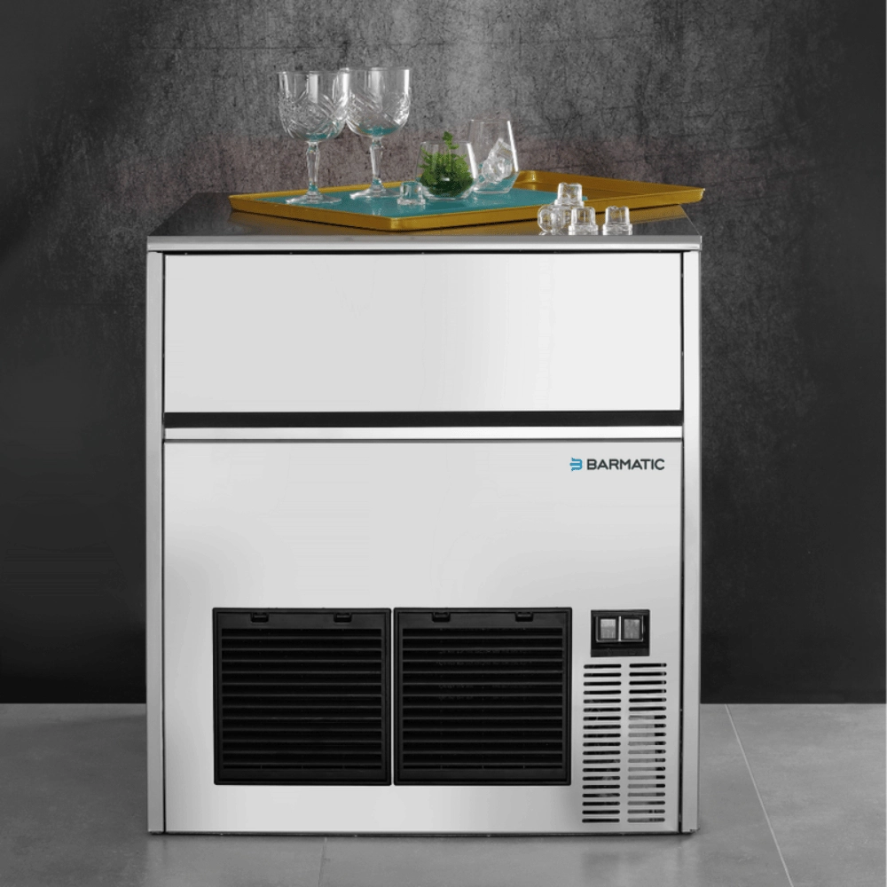 Kostkarka podblatowa chłodzona powietrzem ze stali nierdzewnej, 47 kg/24 h, poj. 28 kg, 500×580×800 mm | BARMATIC, ICE500