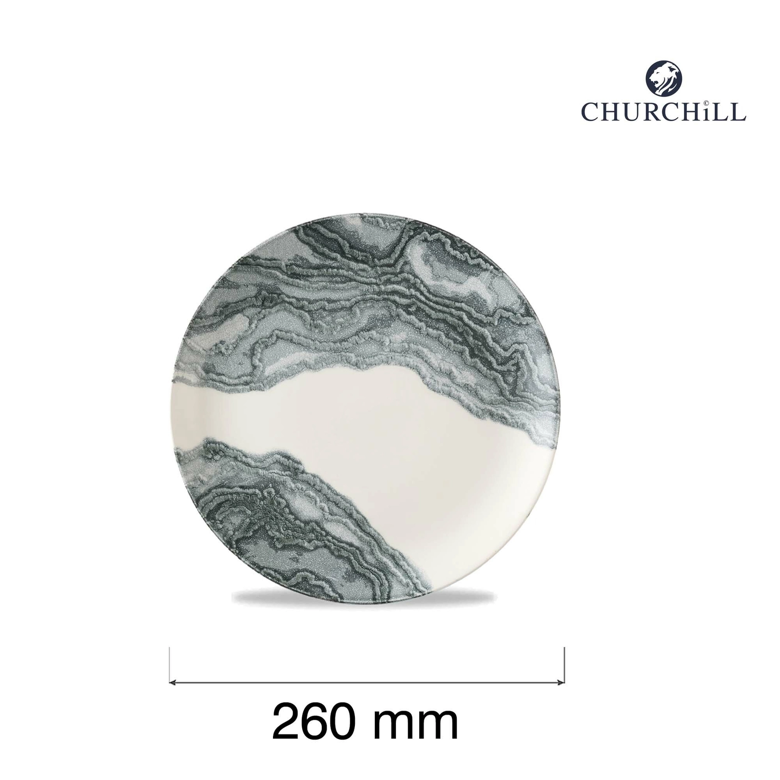Talerz płytki, Ø260 mm, kremowy | CHURCHILL, Tide Black