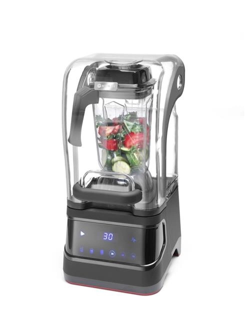 Blender barmański elektroniczny z obudową wyciszającą, 2,5 l, 1,68 kW, 220-240 V, 250x300x546 mm, czarny | HENDI, 230695