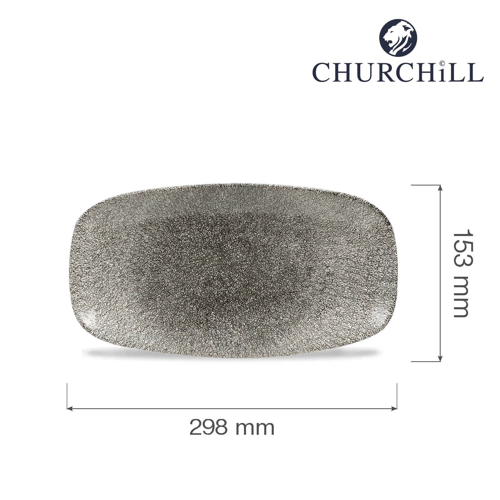 Talerz podłużny, 298x153 mm | CHURCHILL, Raku Quartz Black