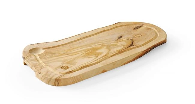 Deska do serwowania z drewna oliwnego z rowkiem, 400x250x18 mm | HENDI, 505212