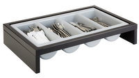 Organizer na sztućce 575x470x120 mm, z drewnianą podstawą, wenge | APS, Bridge