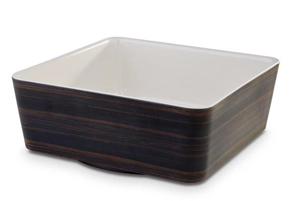 Miska kwadratowa z melaminy 240x240 mm 3,5 l, dąb/kremowa | APS, Universal