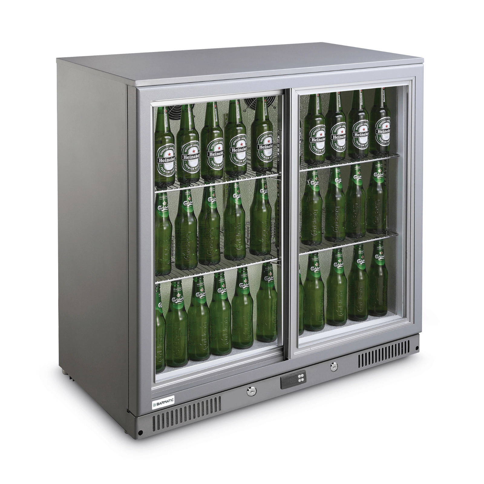 Chłodziarka barowa dwudrzwiowa podblatowa Candour ze stali nierdzewnej, 188 l, 900×520×835 mm, 175 W | BARMATIC, 233771