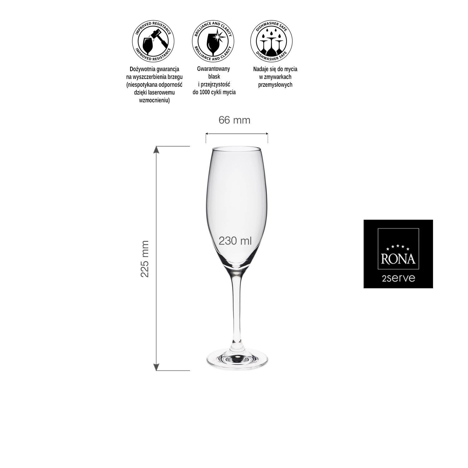 Kieliszek do szampana, 230 ml | RONA, Edition