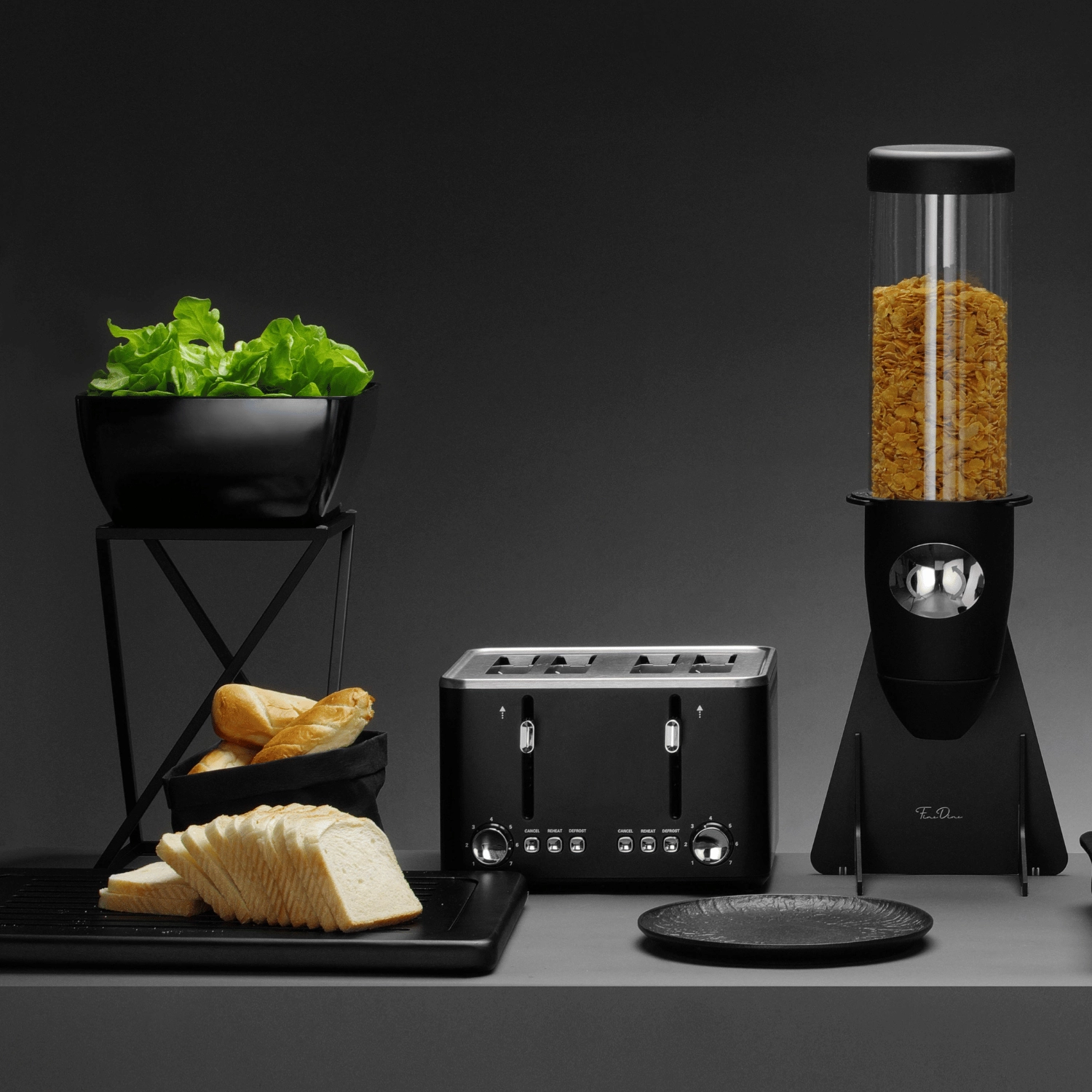 Miska kwadratowa z melaminy, 190×190×90 mm, grafitowa | FINE DINE, 562703