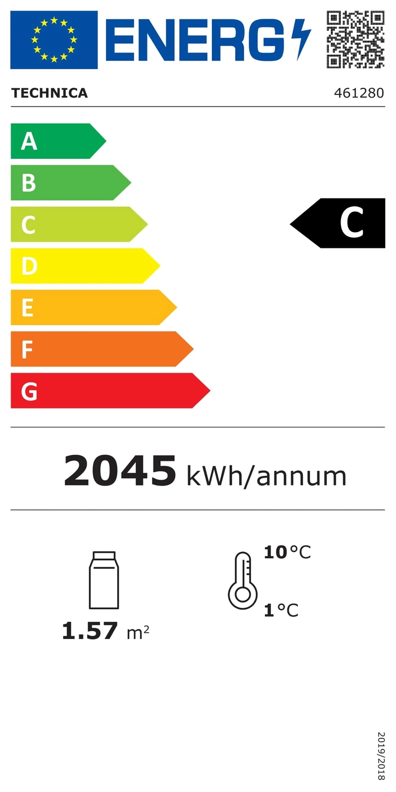 Witryna chłodnicza pionowa czarna z oświetleniem LED, 270 l, 556x526x1913 mm | TECHNICA, Cold Line Air