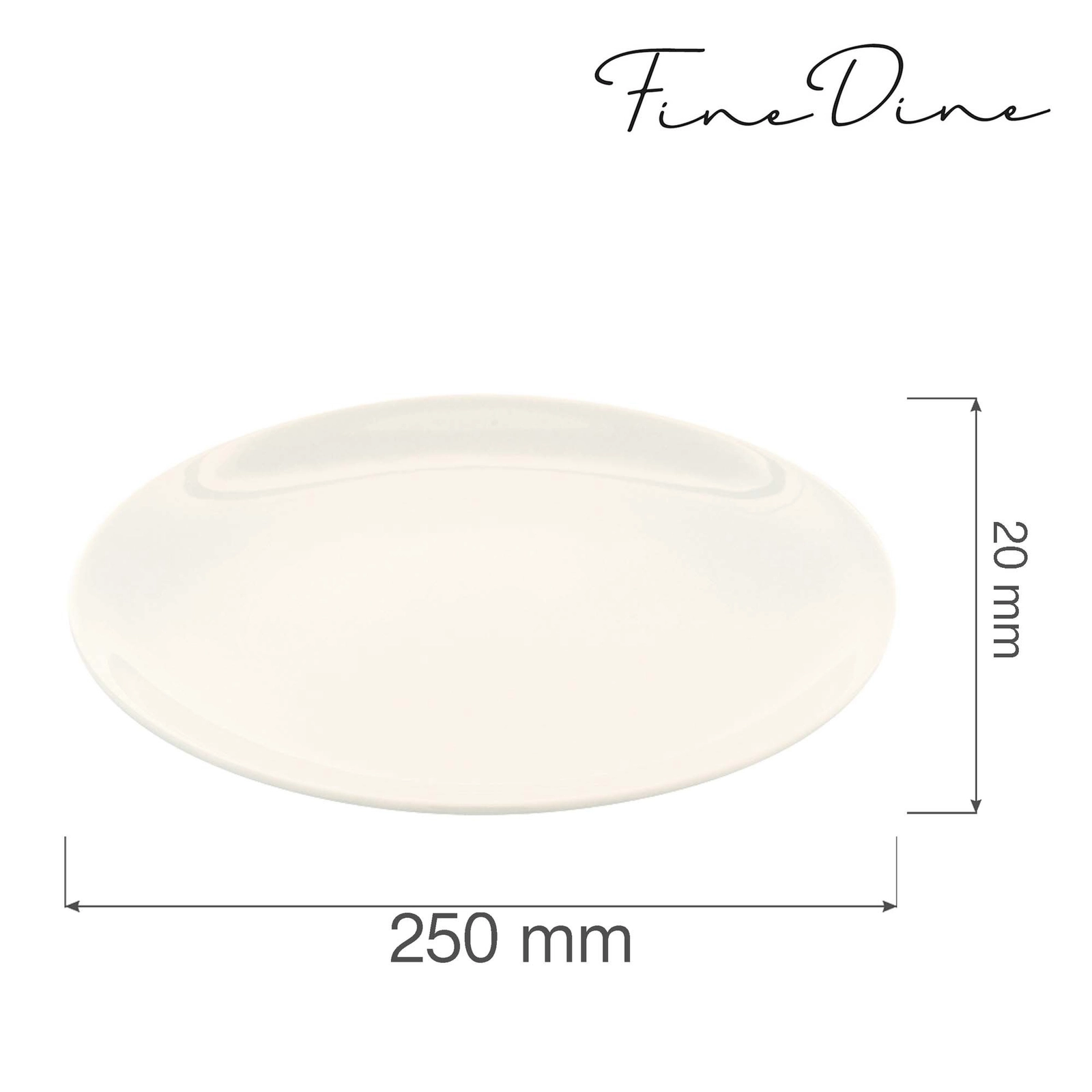 Talerz bez rantu, Ø250 mm, kremowy | FINE DINE, Crema