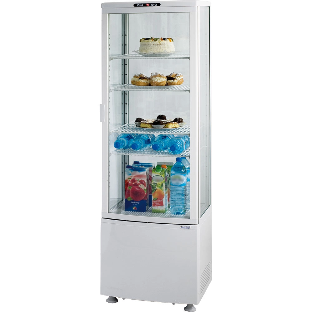 Witryna ekspozycyjna przeszklona 235 l, biała, oświetlenie LED, 515x485x1689 mm | STALGAST, 852230