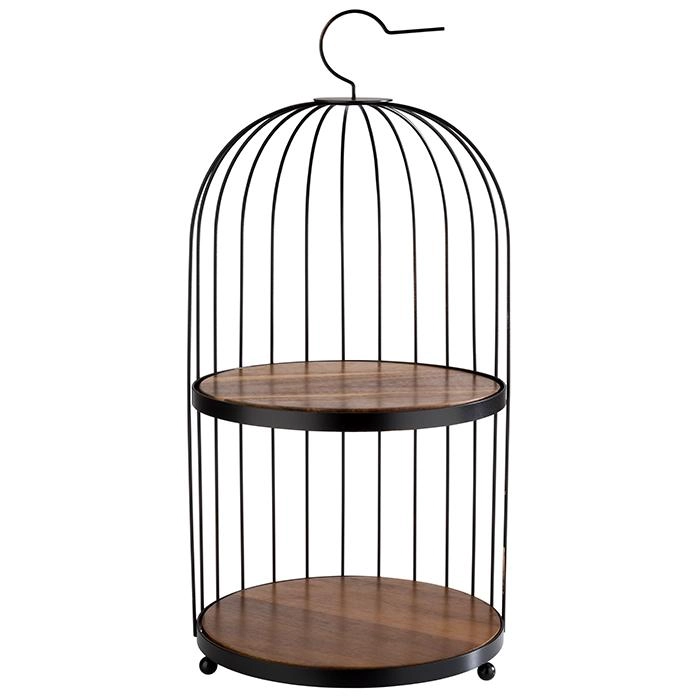 Stojak bufetowy 260x540 mm, z metalu i drewna akacjowego, czarno-brązowy | APS, 33206