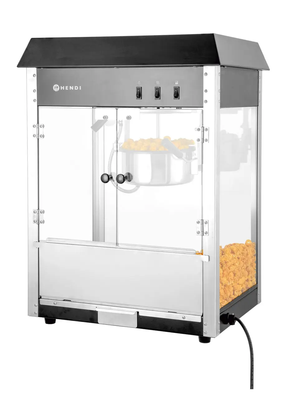 Urządzenie do popcornu, czarne, 230 V, 1,5 kW, 574x420x778 mm | HENDI, 282762