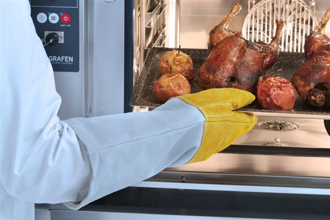 Rękawice do grilla odporne na wysoką temperaturę, skórzane, zestaw 2 szt., 460 mm | HENDI, 556689