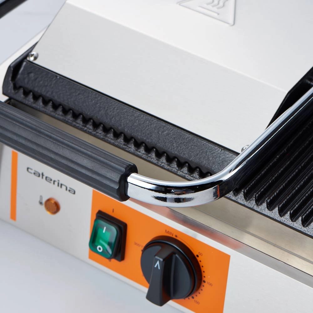 Grill kontaktowy podwójny, ryflowany, 3.6 kW, 230 V, 570x360x200 mm | CATERINA, 742028