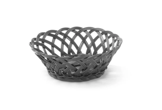 Koszyk pleciony, okrągły, 200x200x65 mm, czarny | HENDI, 426258
