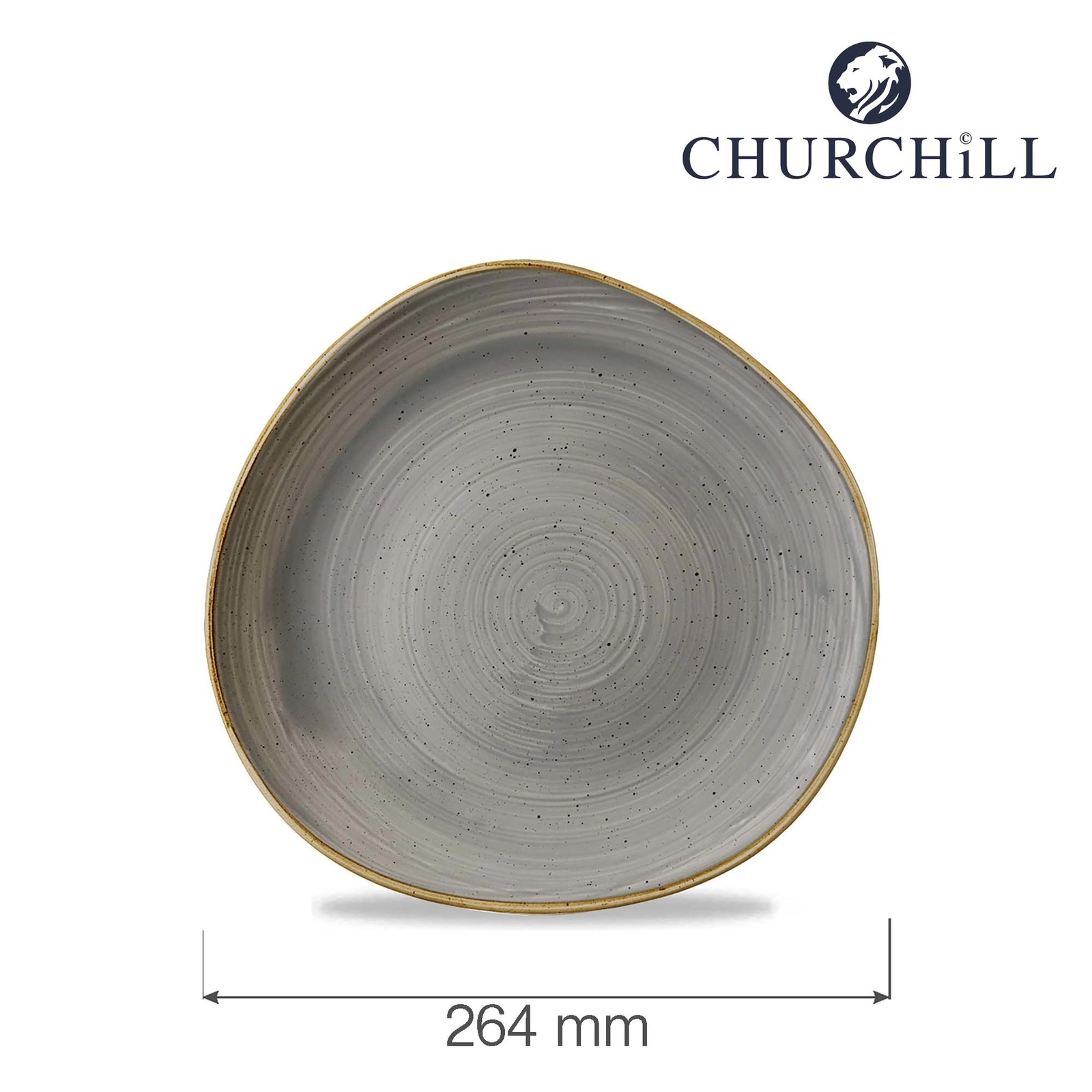 Talerz płytki o organicznym kształcie, Ø264 mm | CHURCHILL, Stonecast Peppercorn Grey