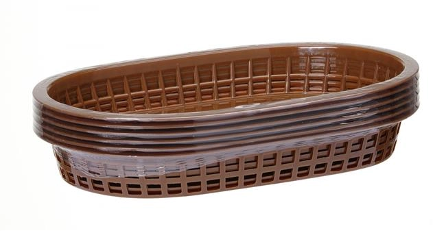 Koszyk do pieczywa, owalny, 275x175x38 mm, brązowy,  zestaw 6 szt. | HENDI, 426296