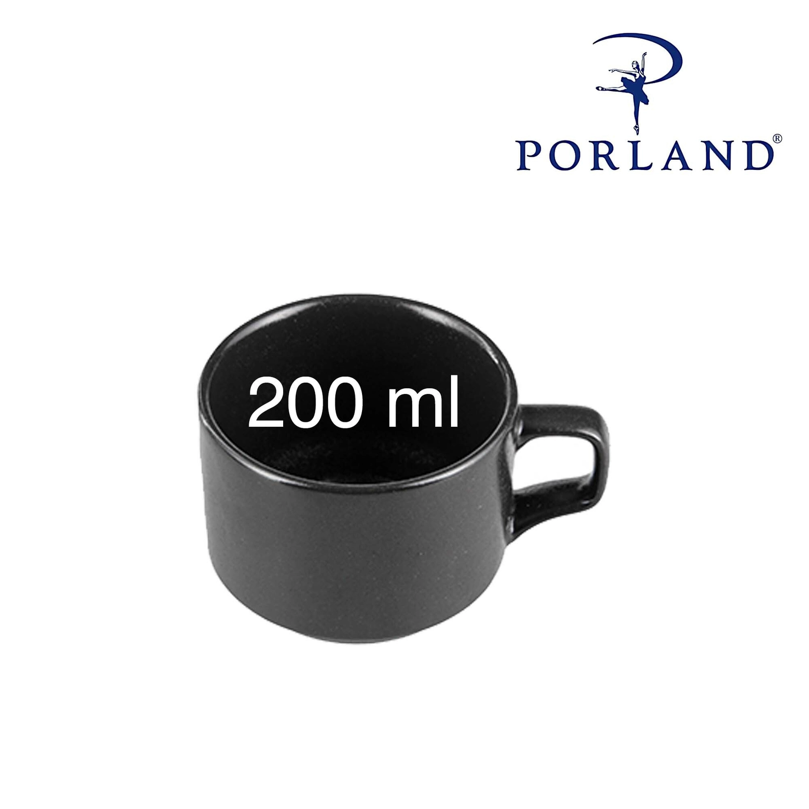 Filiżanka sztaplowana do kawy i herbaty, 200 ml, czarna | PORLAND, Seasons Coal