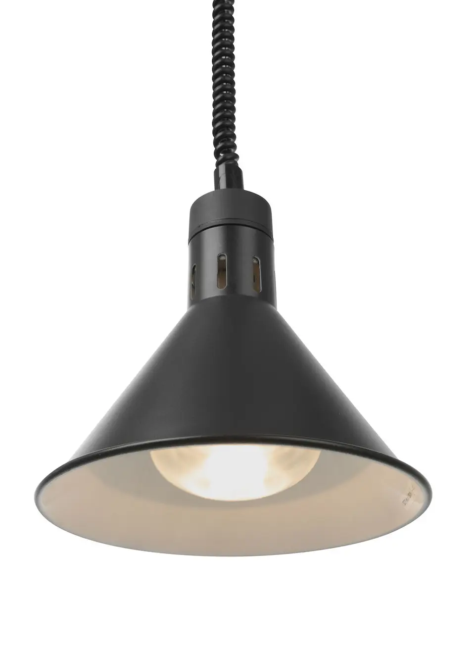 Lampa do podgrzewania potraw wisząca, stożkowa, czarna, 0,25 kW, 230 V, ⌀275×250 mm | HENDI, 273845