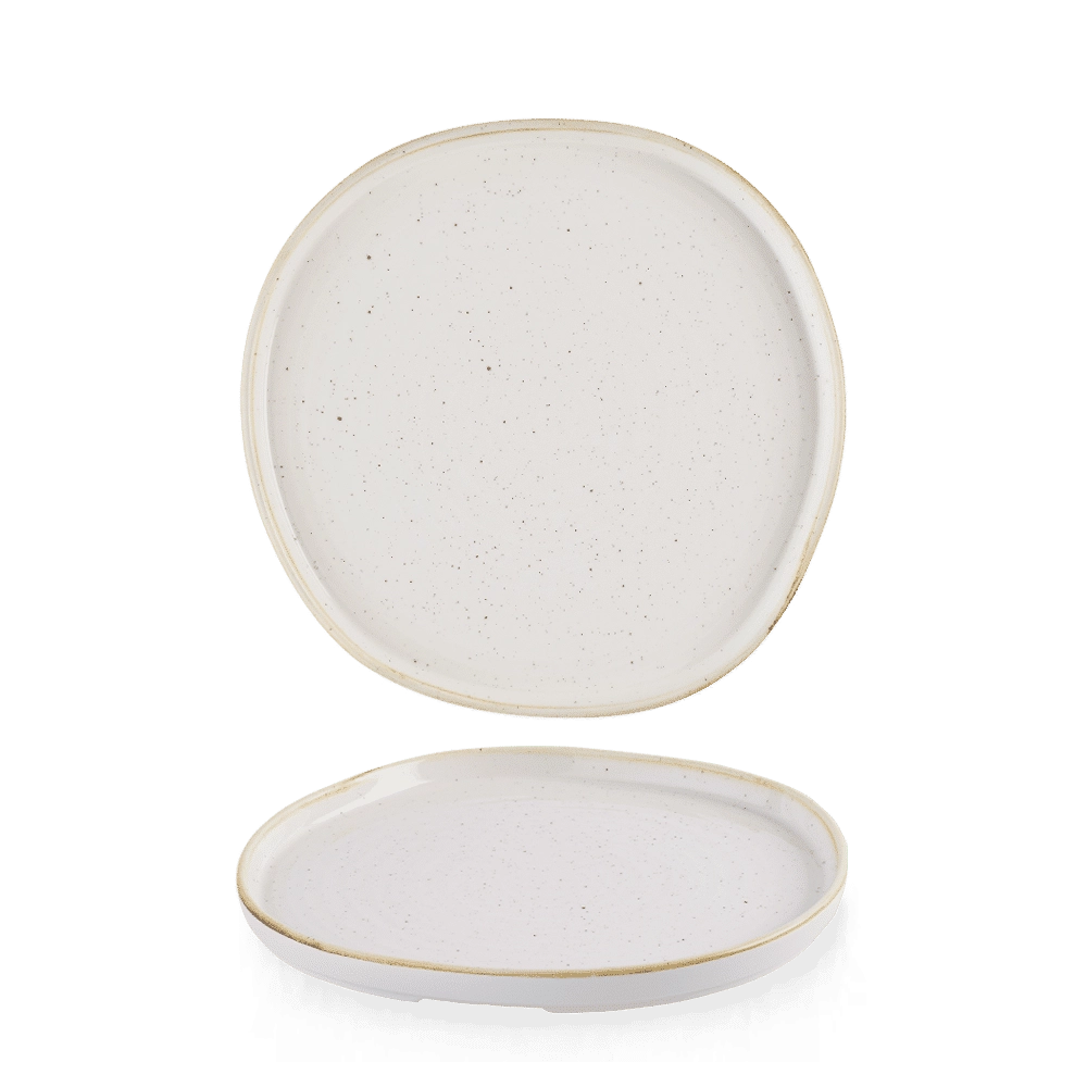 Talerz z wysokim rantem o organicznym kształcie, Ø210 mm | CHURCHILL, Stonecast Barley White