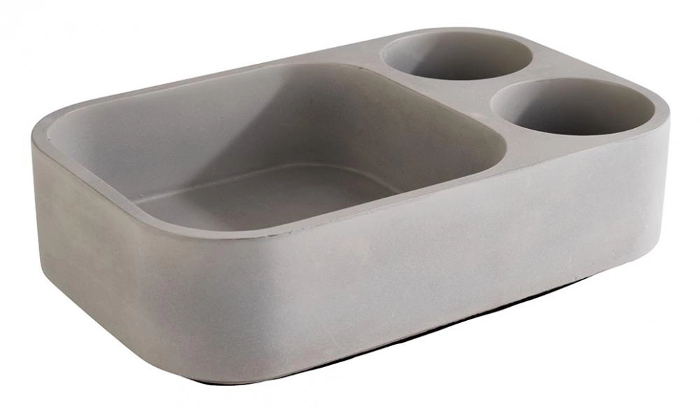Skrzynka 235×160×65 mm z betonu z przegródką i 2 otworami Ø65 mm | APS, Element